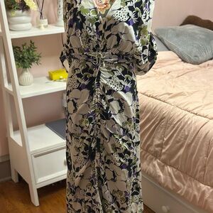 Lewit Floral Print Kimono Dress Size 16 EUC